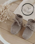 Organic Knit Booties - Khaki