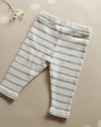 Organic Rib Leggings - Grey Striped