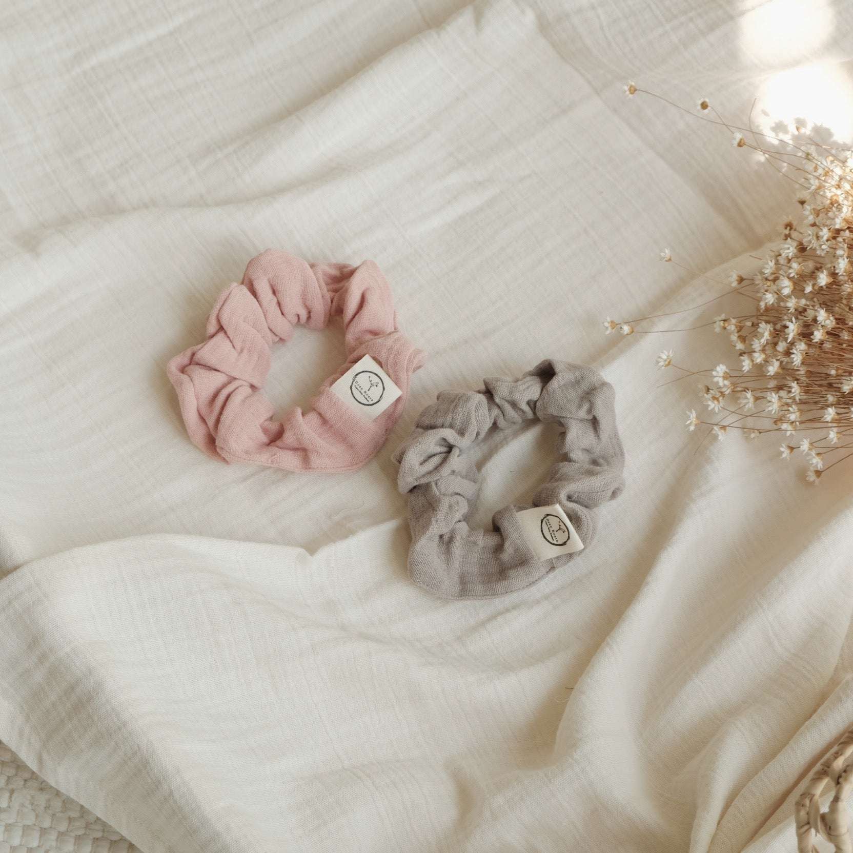 Organic Muslin Scrunchies - Dusty Rose/Caramel