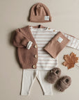 Organic Rib Sweatshirt - Caramel Striped