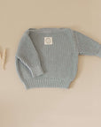 Organic Oversize Knit Sweater - Dusty Blue