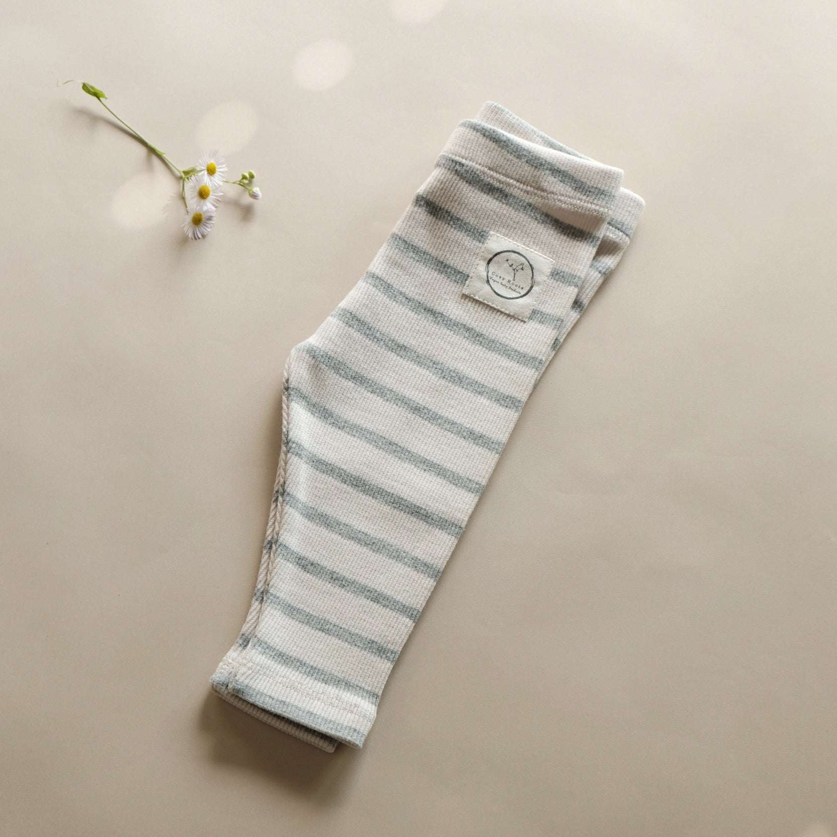 Organic Rib Leggings - Grey Striped