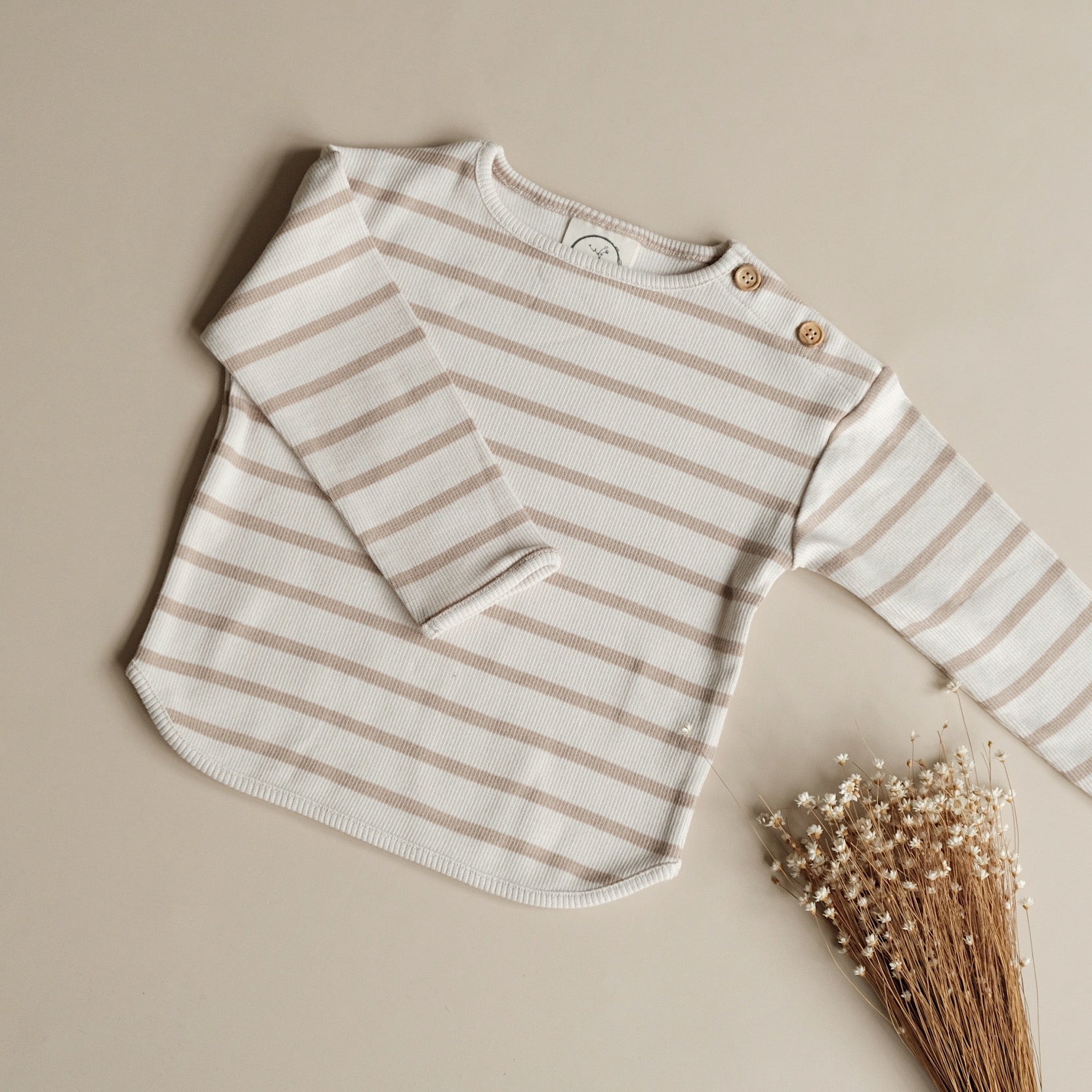 Organic Rib Sweatshirt - Caramel Striped