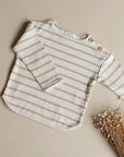 Organic Rib Sweatshirt - Caramel Striped