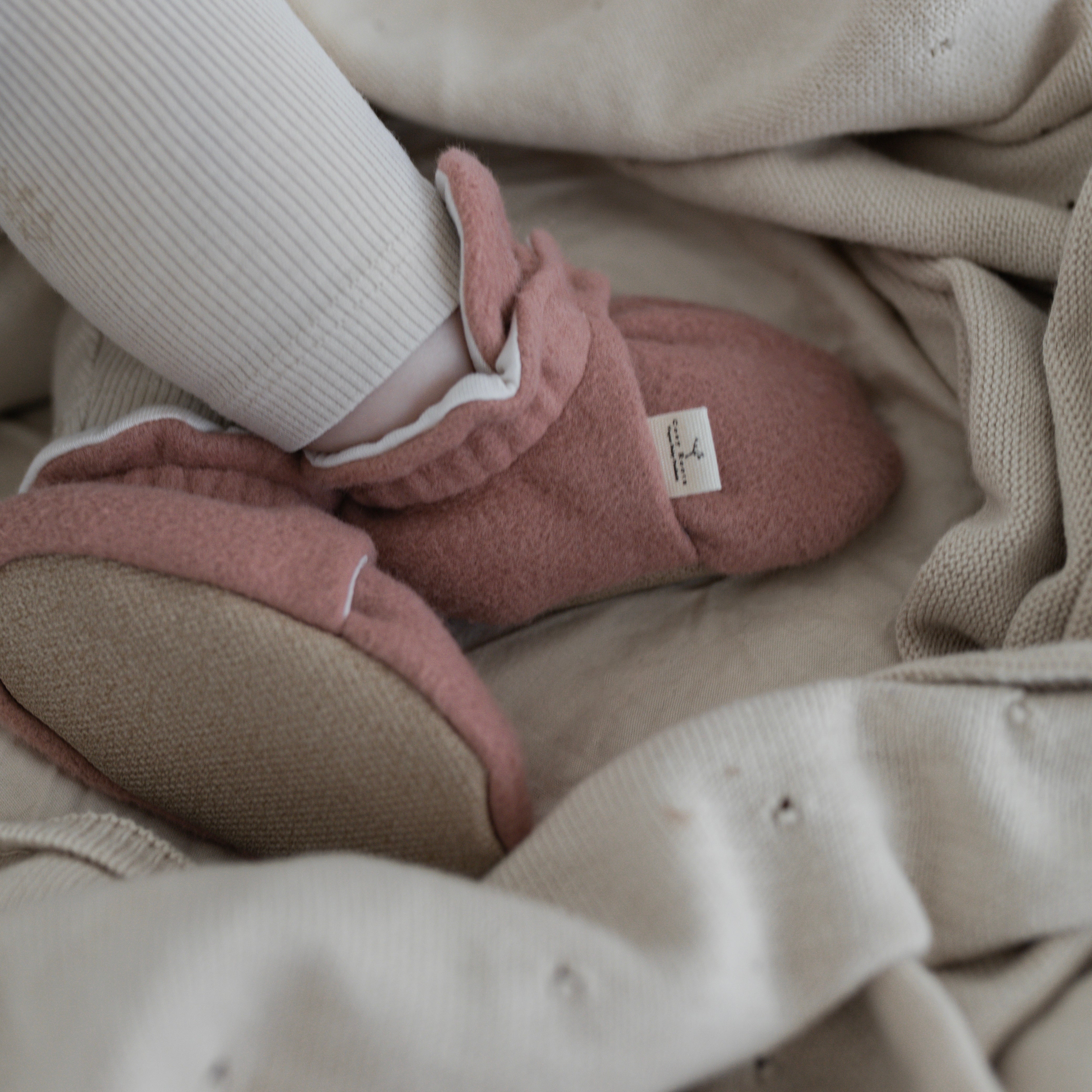 Organic Fleece Booties - Dusty Rose Melange