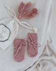 Organic Knit Booties - Dusty Rose