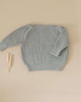 Organic Oversize Knit Sweater - Dusty Blue