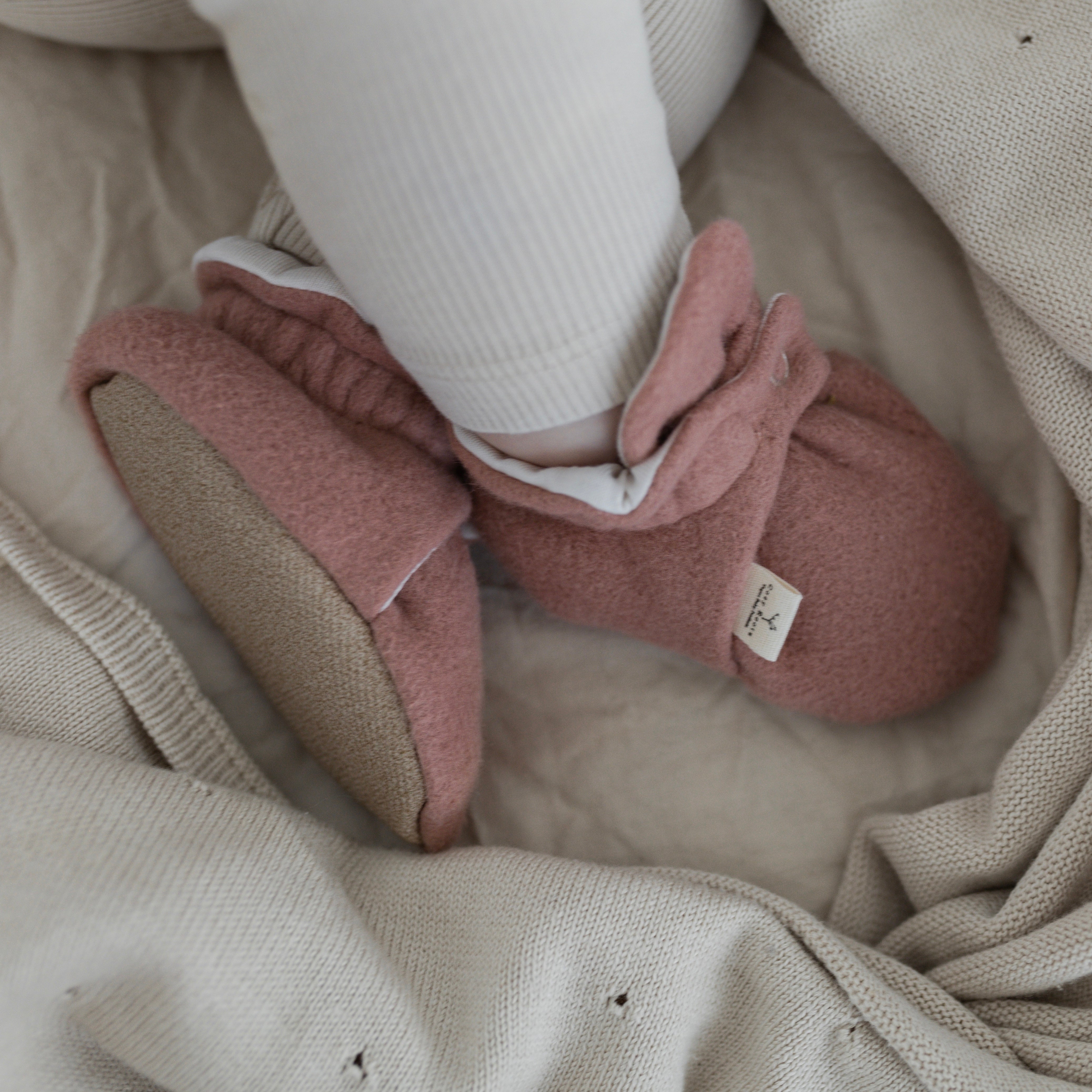 Organic Fleece Booties - Dusty Rose Melange