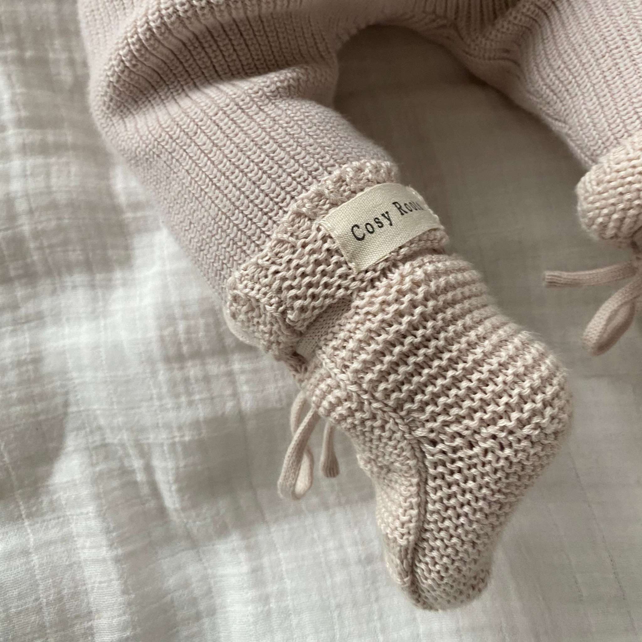 Organic Knit Booties - Sand