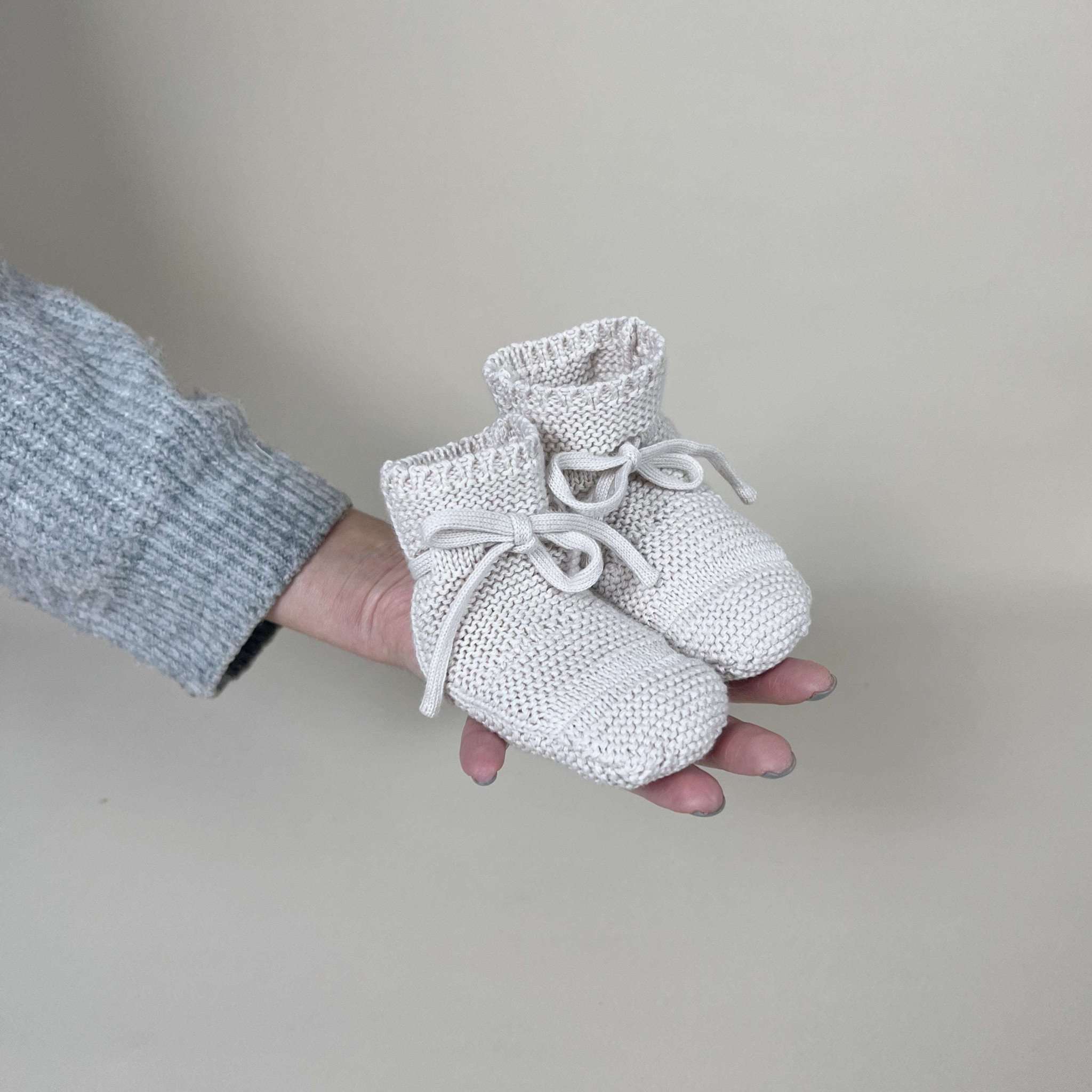 Organic Knit Booties - Sand