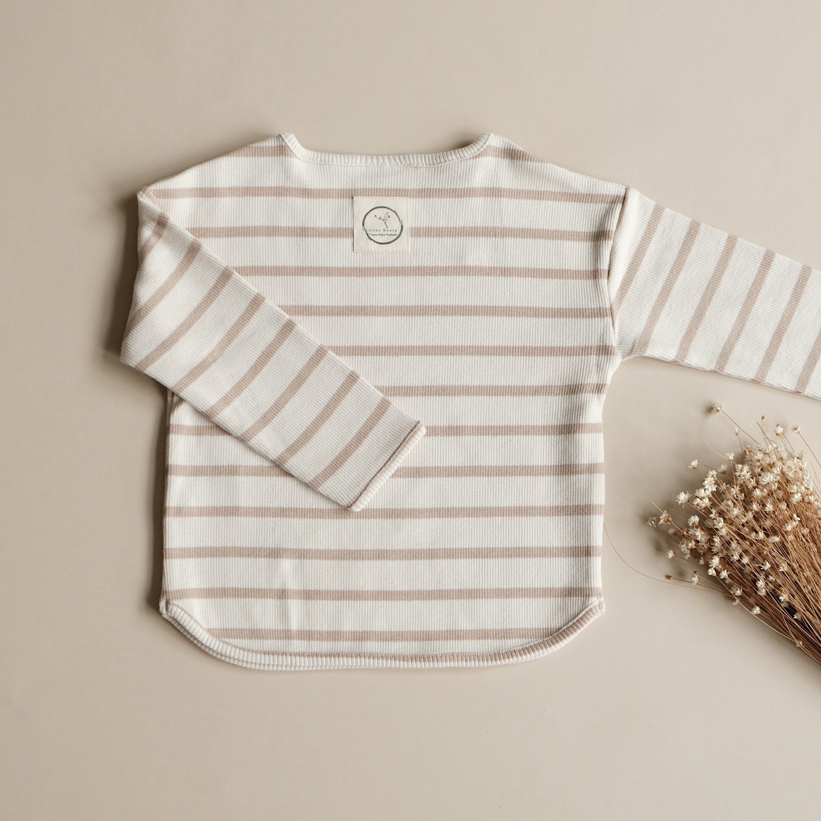 Organic Rib Sweatshirt - Caramel Striped