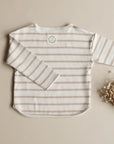 Organic Rib Sweatshirt - Caramel Striped