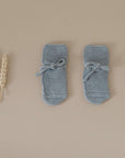 Organic Knit Booties - Dusty Blue