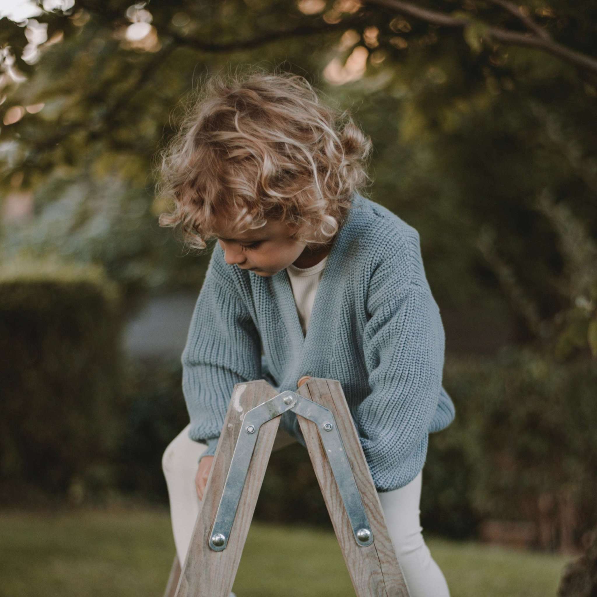 Organic Knit Cardigan - Dusty Blue