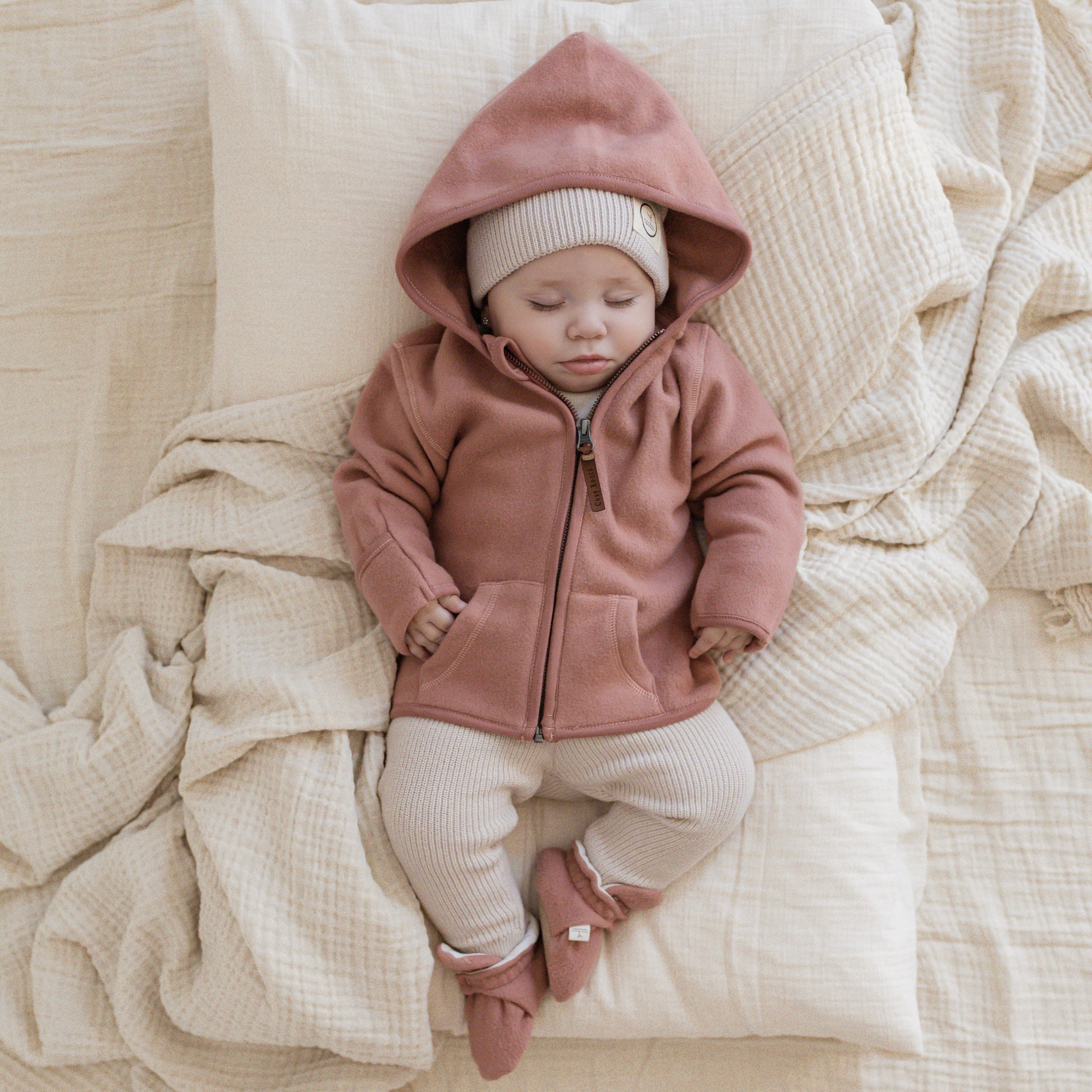 Organic Fleece Jacket - Dusty Rose Melange