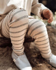 Organic Rib Leggings - Grey Striped