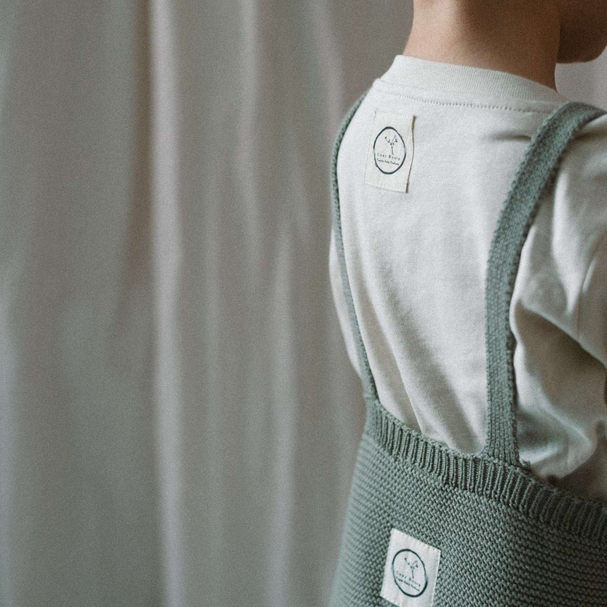 Organic Knit Dungarees - Khaki