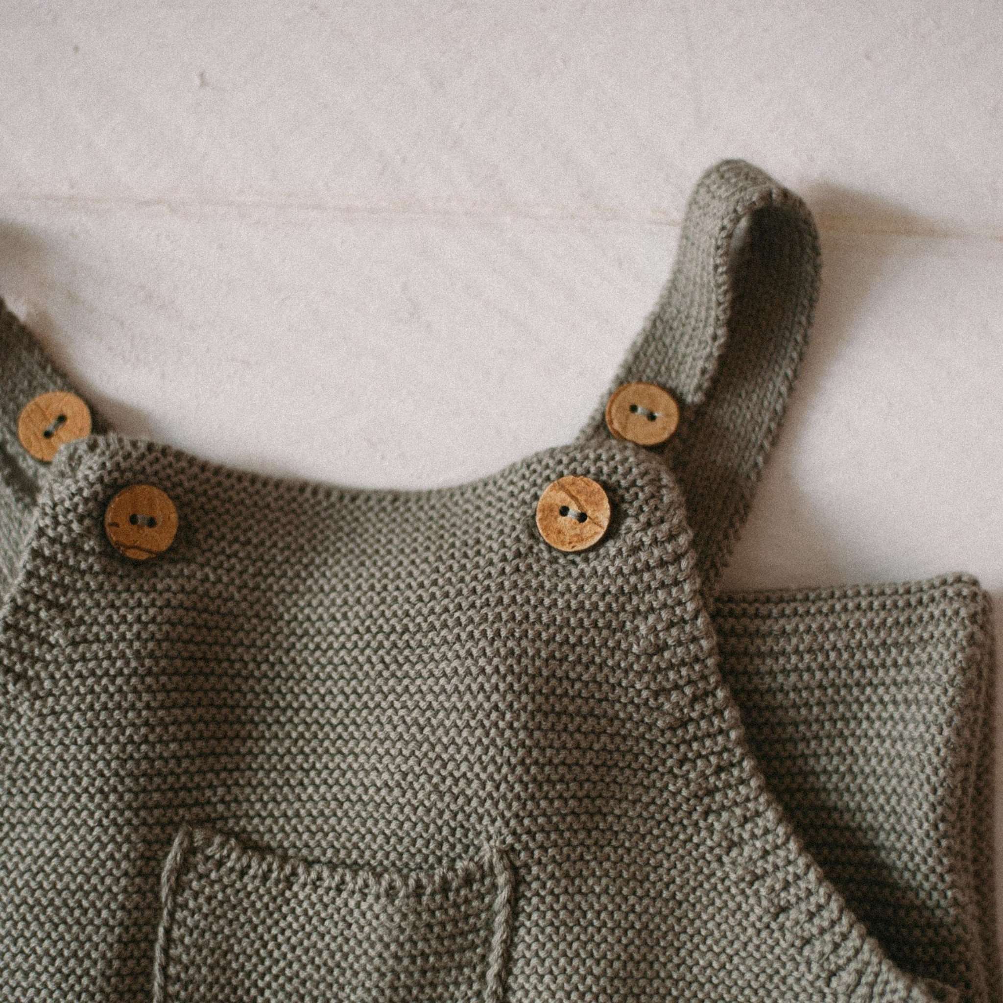 Organic Knit Dungarees - Khaki